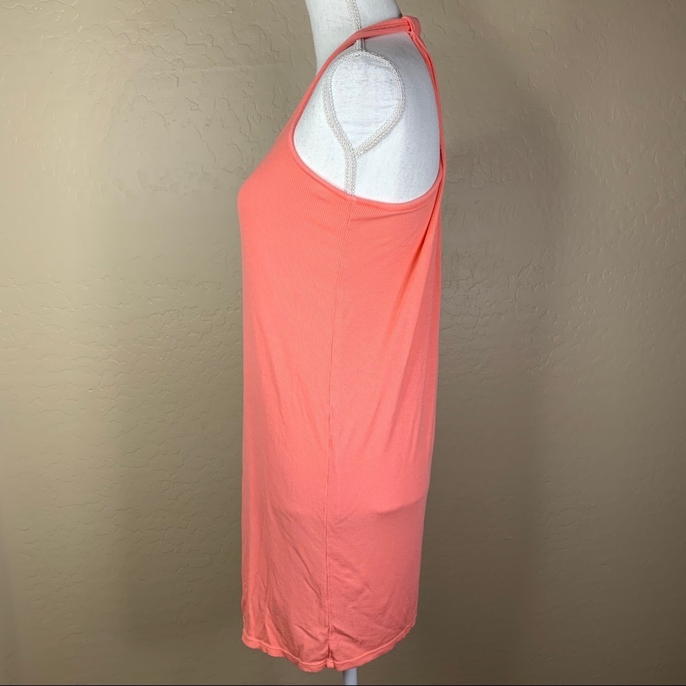 Splendid Pink Ribbed Racerback Pleat Back Mini Dress - Picture 5 of 10